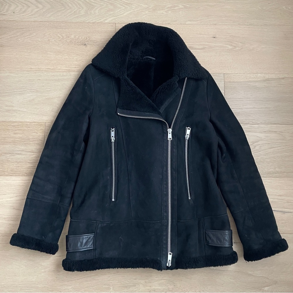 Vintage Reiss Genuine Sheepskin Shearling Moto Jacket